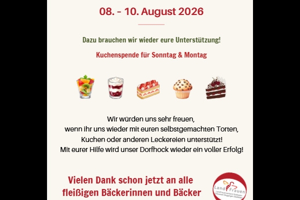 Seefelder Dorfhock – 08. bis 10.August 2026